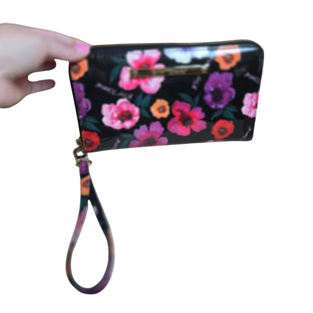 Betsey Johnson floral wallet wristlet shiny